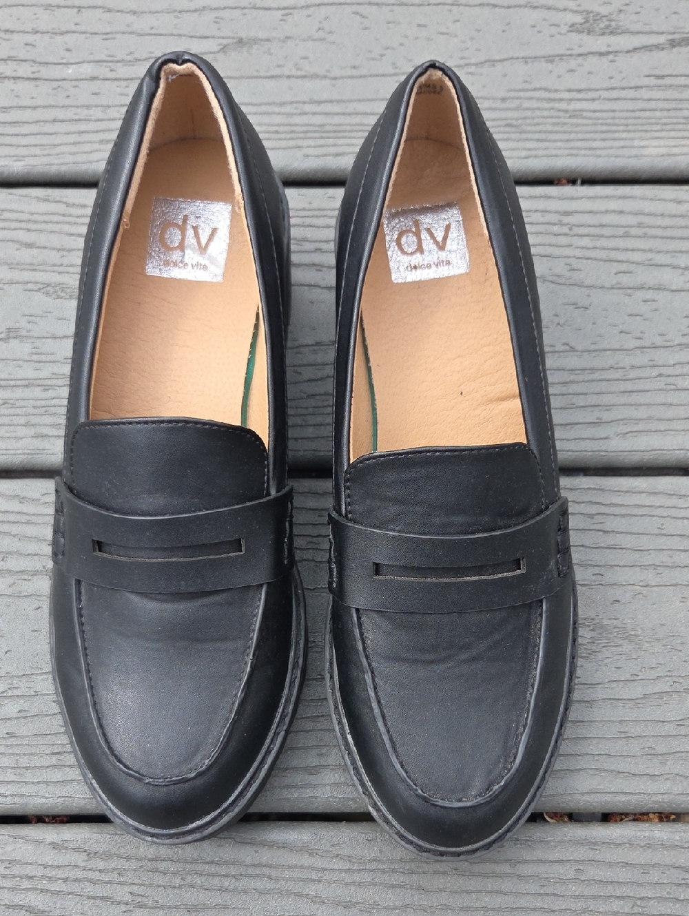 DV by Dolce Vita Women's Black Leather Slip-On Loafers